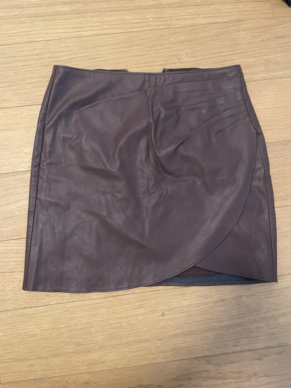 Abercrombie & Fitch Plum Faux Leather Wrap-Style Mini Skirt